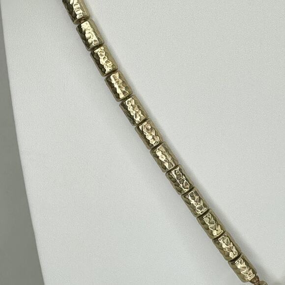 Chico's Beaded Hammered Metal Pendant Gold Tone Necklace ✨ - Picture 6 of 10